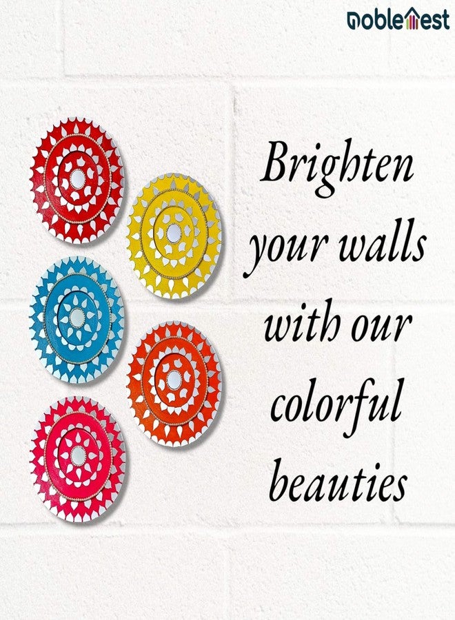Noblenest Handmade Wall Hangings, Set of 5 Multicolor, Wall Plates for home decoration | Wall decor items for living room I Home Decor I Gift Items for home decoration (Navrang) - Image 3